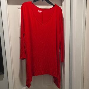 Simply Emma Vibrant Red Asymmetrical Tunic